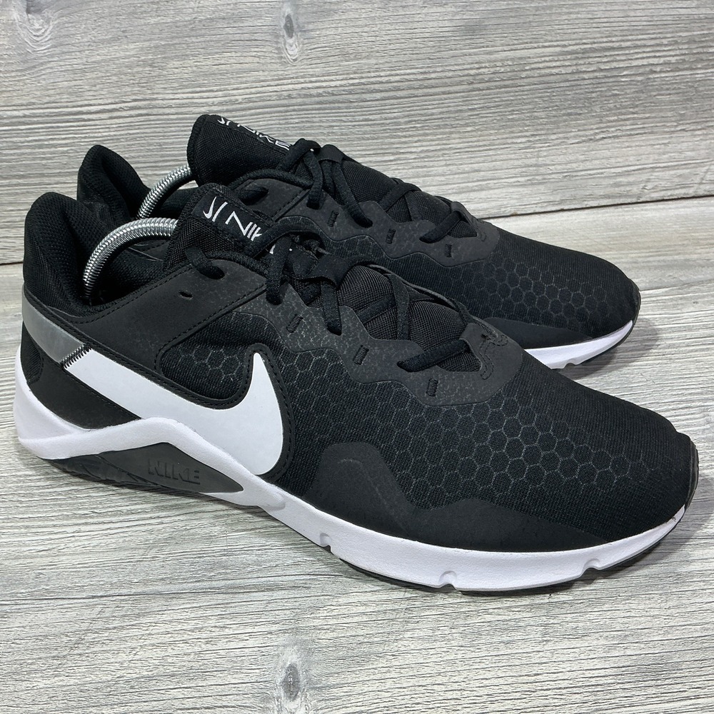 Nike Legend Essential 2 Mens Size 12 Black White Athletic Running Shoes Sneakers